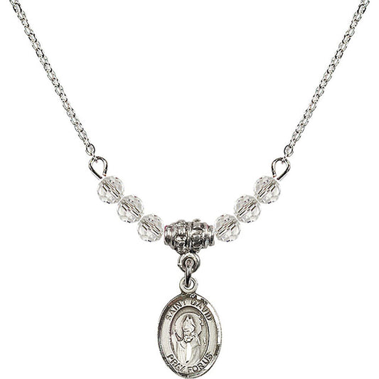 Sterling Silver Saint David of Wales Birthstone Necklace with Crystal Beads - 9027
