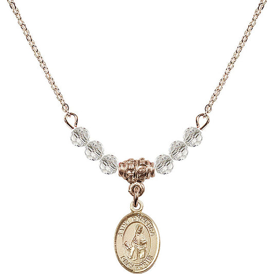 14kt Gold Filled Saint Dymphna Birthstone Necklace with Crystal Beads - 9032