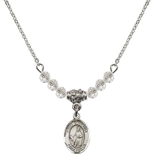 Sterling Silver Saint Dymphna Birthstone Necklace with Crystal Beads - 9032