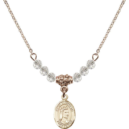 14kt Gold Filled Saint Elizabeth of Hungary Birthstone Necklace with Crystal Beads - 9033