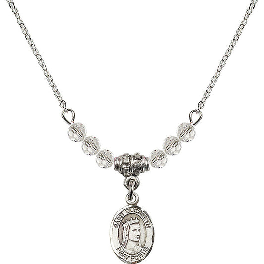 Sterling Silver Saint Elizabeth of Hungary Birthstone Necklace with Crystal Beads - 9033