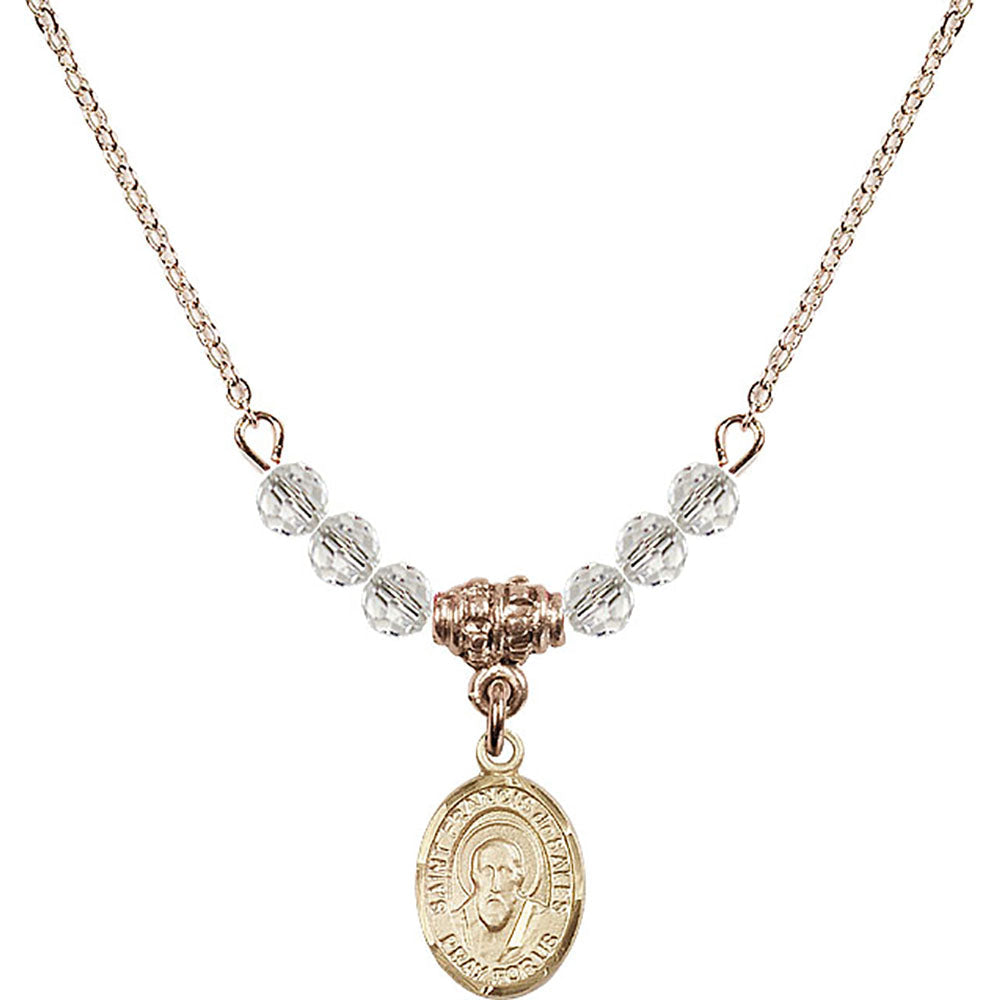 14kt Gold Filled Saint Francis de Sales Birthstone Necklace with Crystal Beads - 9035