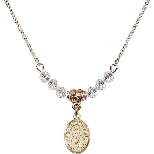 14kt Gold Filled Saint Francis de Sales Birthstone Necklace with Crystal Beads - 9035