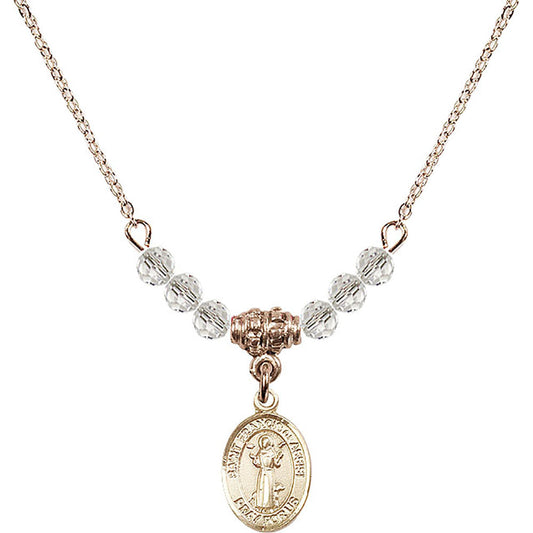 14kt Gold Filled Saint Francis of Assisi Birthstone Necklace with Crystal Beads - 9036