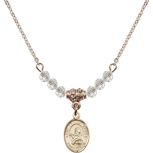 14kt Gold Filled Saint Francis Xavier Birthstone Necklace with Crystal Beads - 9037