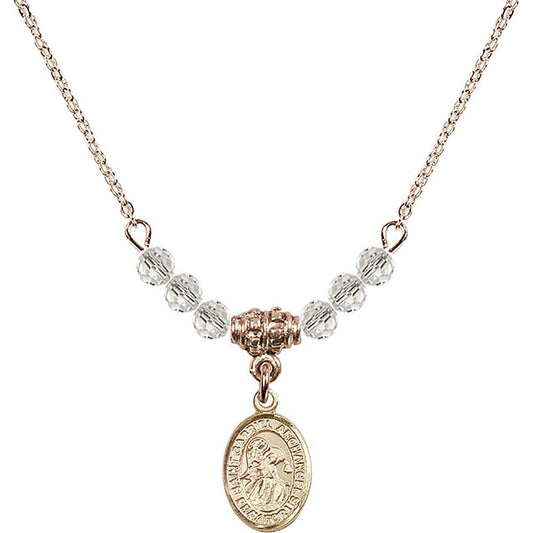14kt Gold Filled Saint Gabriel the Archangel Birthstone Necklace with Crystal Beads - 9039