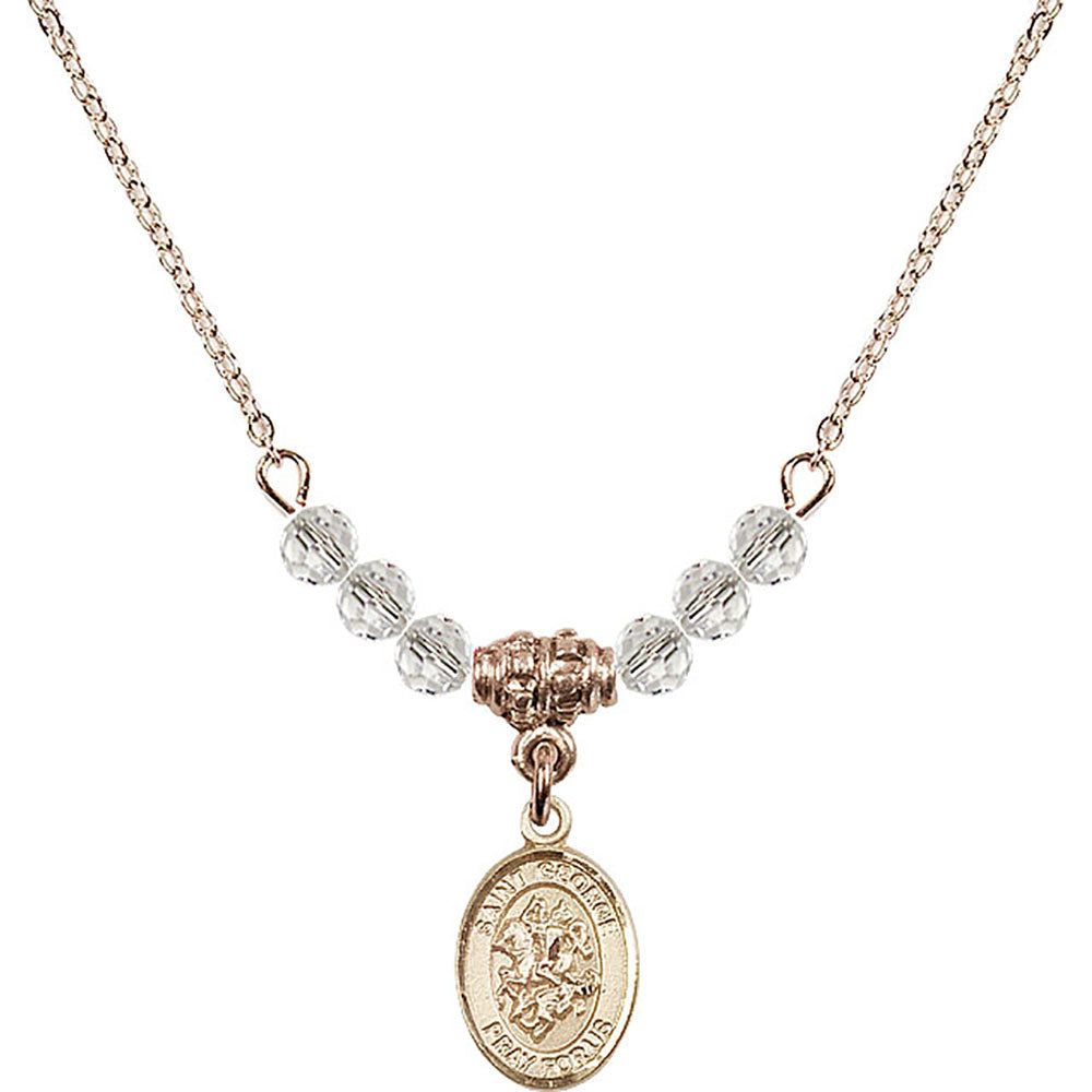 14kt Gold Filled Saint George Birthstone Necklace with Crystal Beads - 9040