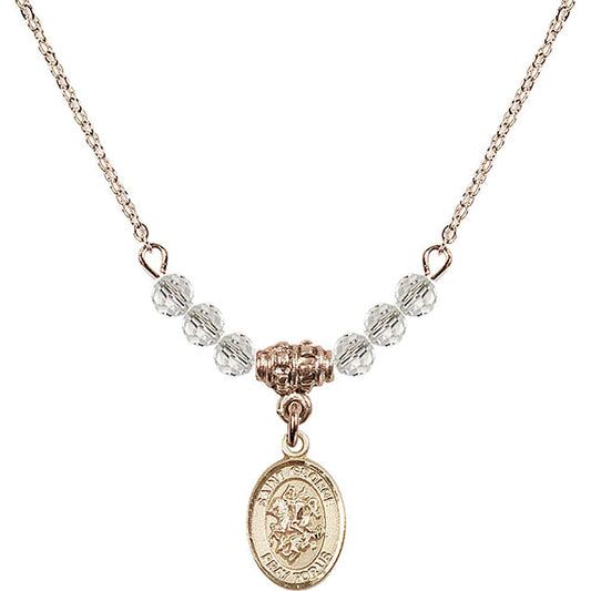 14kt Gold Filled Saint George Birthstone Necklace with Crystal Beads - 9040