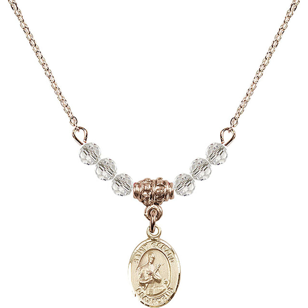 14kt Gold Filled Saint Gerard Majella Birthstone Necklace with Crystal Beads - 9042