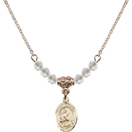 14kt Gold Filled Saint Gerard Majella Birthstone Necklace with Crystal Beads - 9042