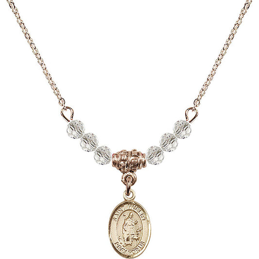 14kt Gold Filled Saint Hubert of Liege Birthstone Necklace with Crystal Beads - 9045
