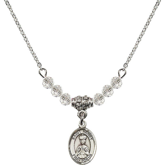 Sterling Silver Saint Henry II Birthstone Necklace with Crystal Beads - 9046