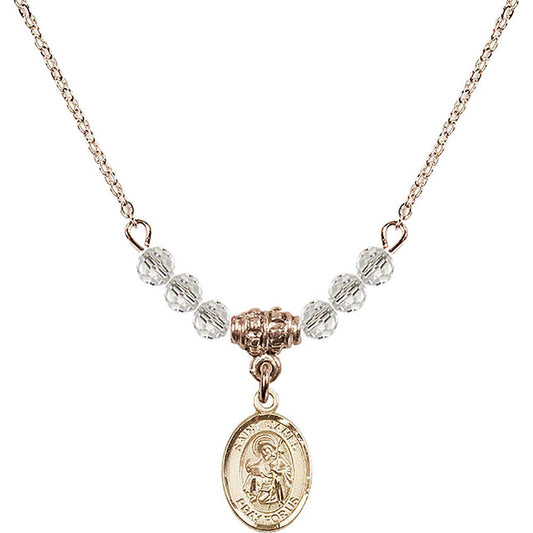 14kt Gold Filled Saint James the Greater Birthstone Necklace with Crystal Beads - 9050