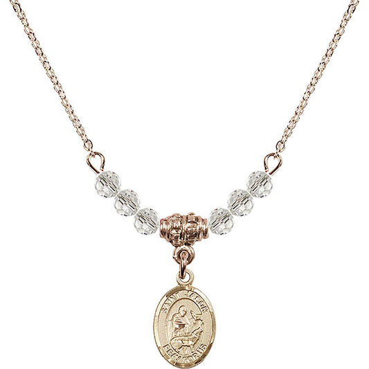 14kt Gold Filled Saint Jason Birthstone Necklace with Crystal Beads - 9051