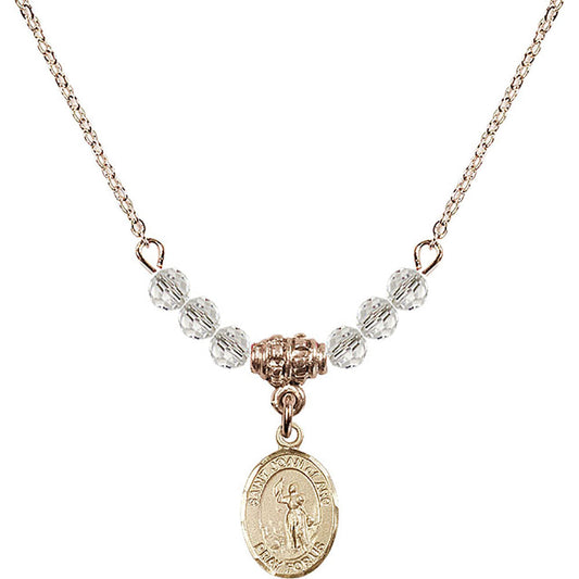 14kt Gold Filled Saint Joan of Arc Birthstone Necklace with Crystal Beads - 9053
