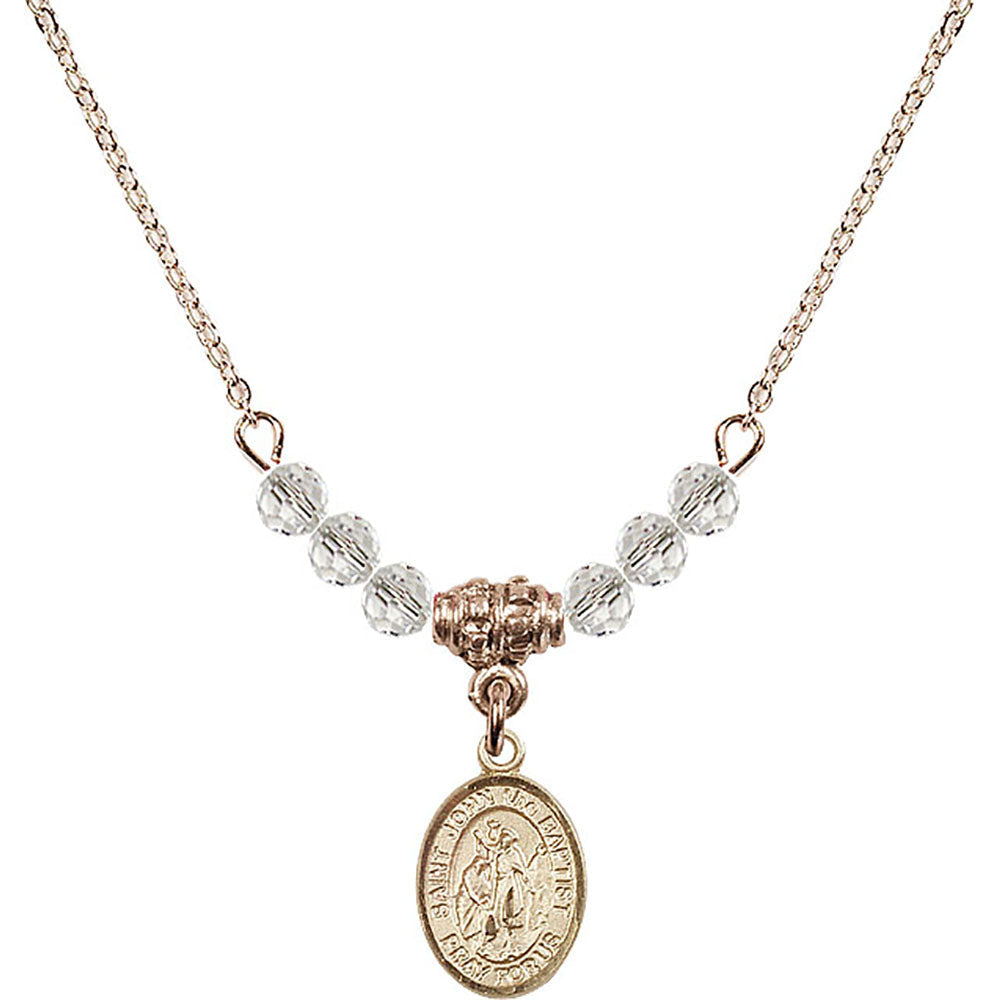 14kt Gold Filled Saint John the Baptist Birthstone Necklace with Crystal Beads - 9054