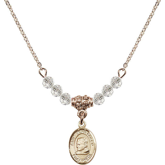 14kt Gold Filled Saint John Bosco Birthstone Necklace with Crystal Beads - 9055