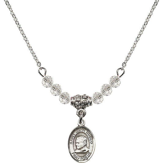 Sterling Silver Saint John Bosco Birthstone Necklace with Crystal Beads - 9055