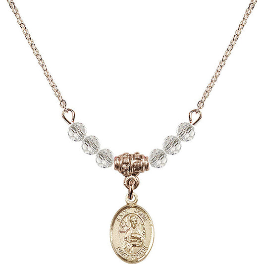 14kt Gold Filled Saint John the Apostle Birthstone Necklace with Crystal Beads - 9056