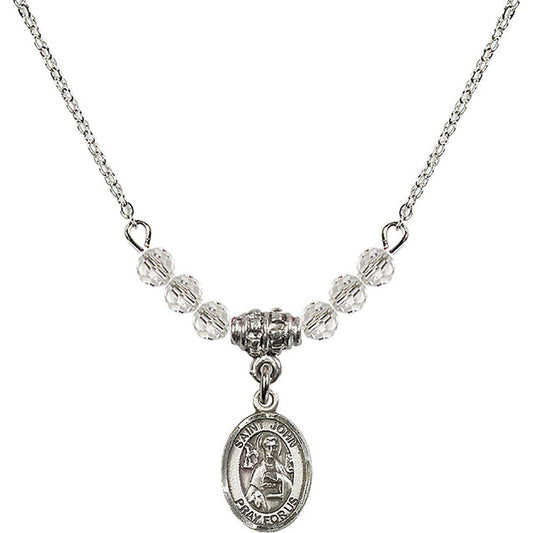 Sterling Silver Saint John the Apostle Birthstone Necklace with Crystal Beads - 9056