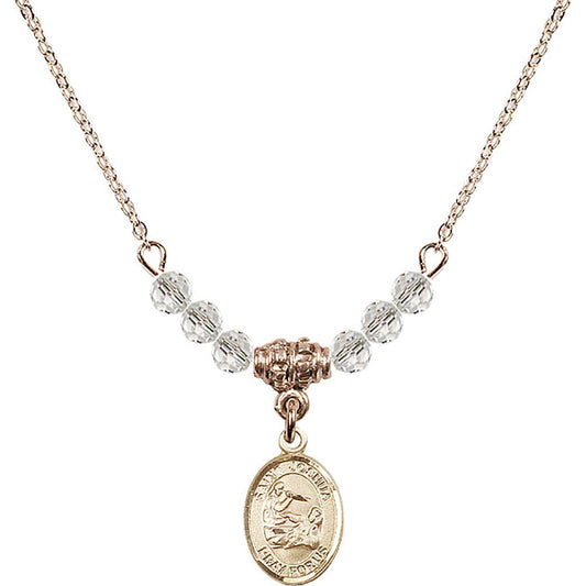 14kt Gold Filled Saint Joshua Birthstone Necklace with Crystal Beads - 9059