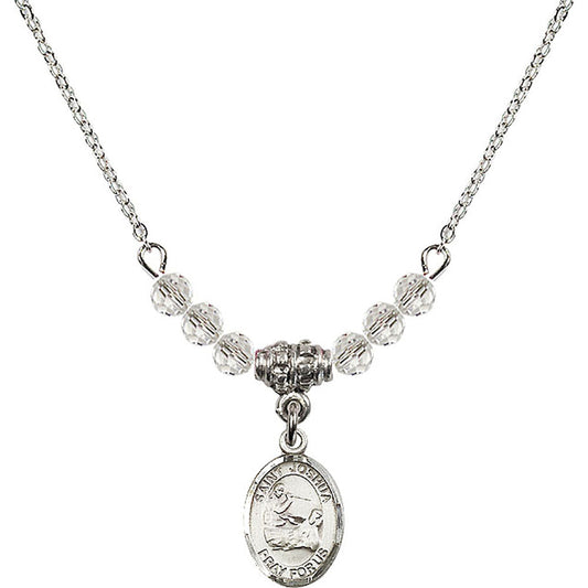 Sterling Silver Saint Joshua Birthstone Necklace with Crystal Beads - 9059
