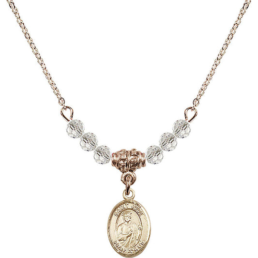 14kt Gold Filled Saint Jude Thaddeus Birthstone Necklace with Crystal Beads - 9060