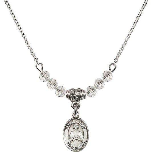 Sterling Silver Saint Kateri Tekakwitha Birthstone Necklace with Crystal Beads - 9061