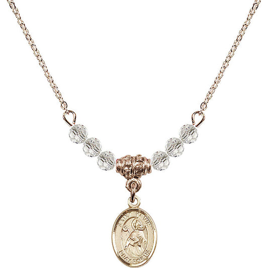 14kt Gold Filled Saint Kevin Birthstone Necklace with Crystal Beads - 9062