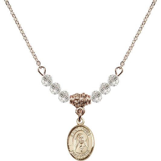 14kt Gold Filled Saint Louise de Marillac Birthstone Necklace with Crystal Beads - 9064
