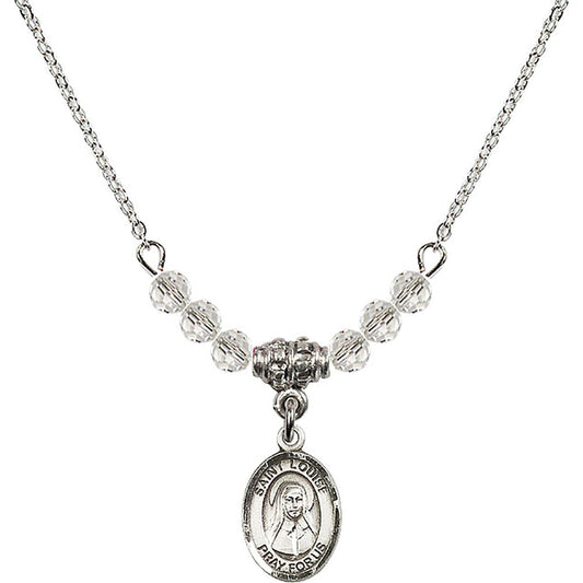 Sterling Silver Saint Louise de Marillac Birthstone Necklace with Crystal Beads - 9064