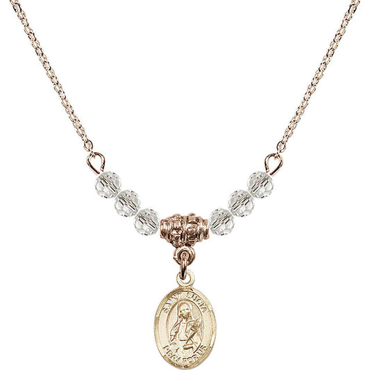 14kt Gold Filled Saint Lucia of Syracuse Birthstone Necklace with Crystal Beads - 9065