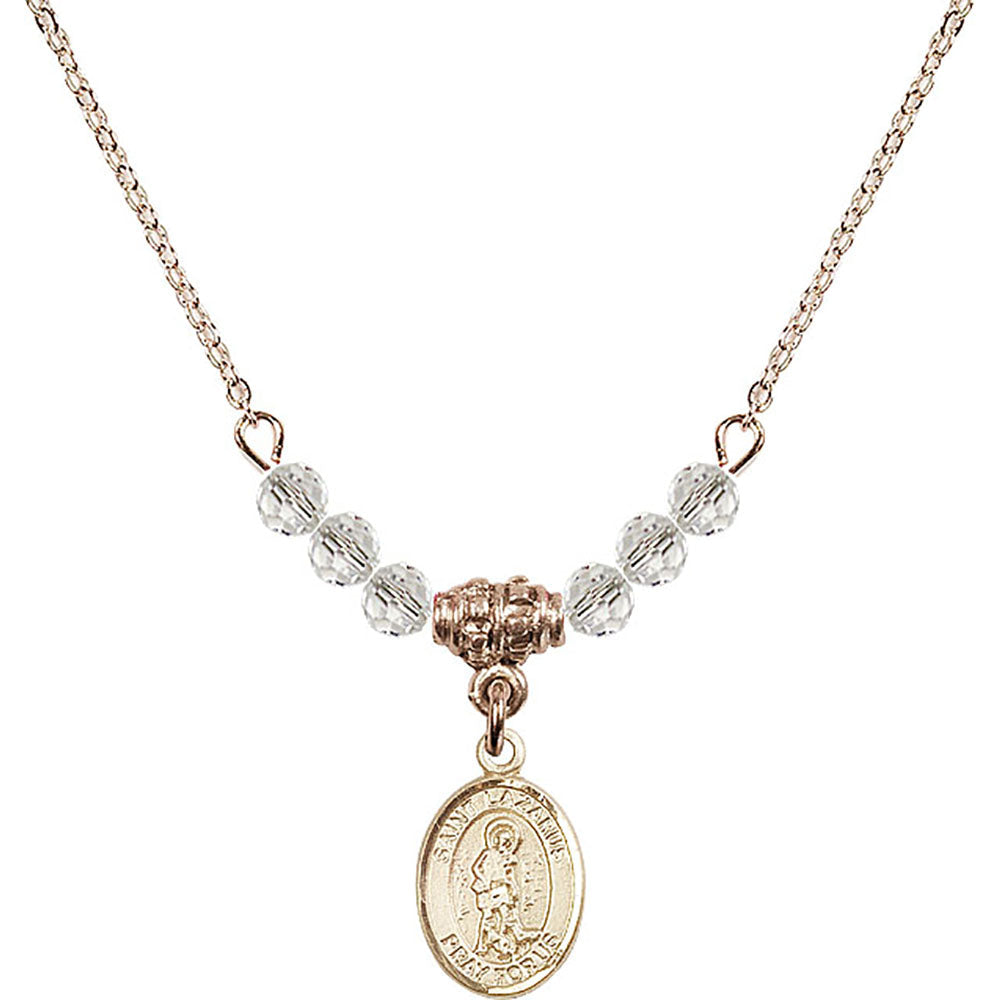 14kt Gold Filled Saint Lazarus Birthstone Necklace with Crystal Beads - 9066