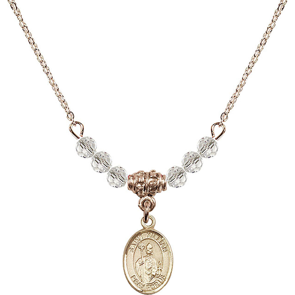 14kt Gold Filled Saint Kilian Birthstone Necklace with Crystal Beads - 9067