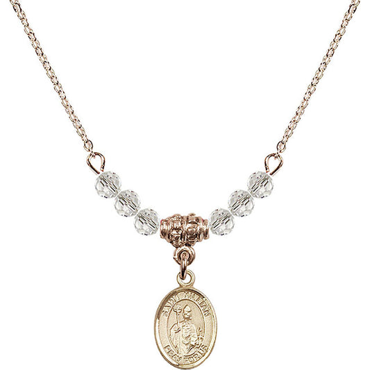 14kt Gold Filled Saint Kilian Birthstone Necklace with Crystal Beads - 9067
