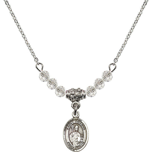 Sterling Silver Saint Kilian Birthstone Necklace with Crystal Beads - 9067