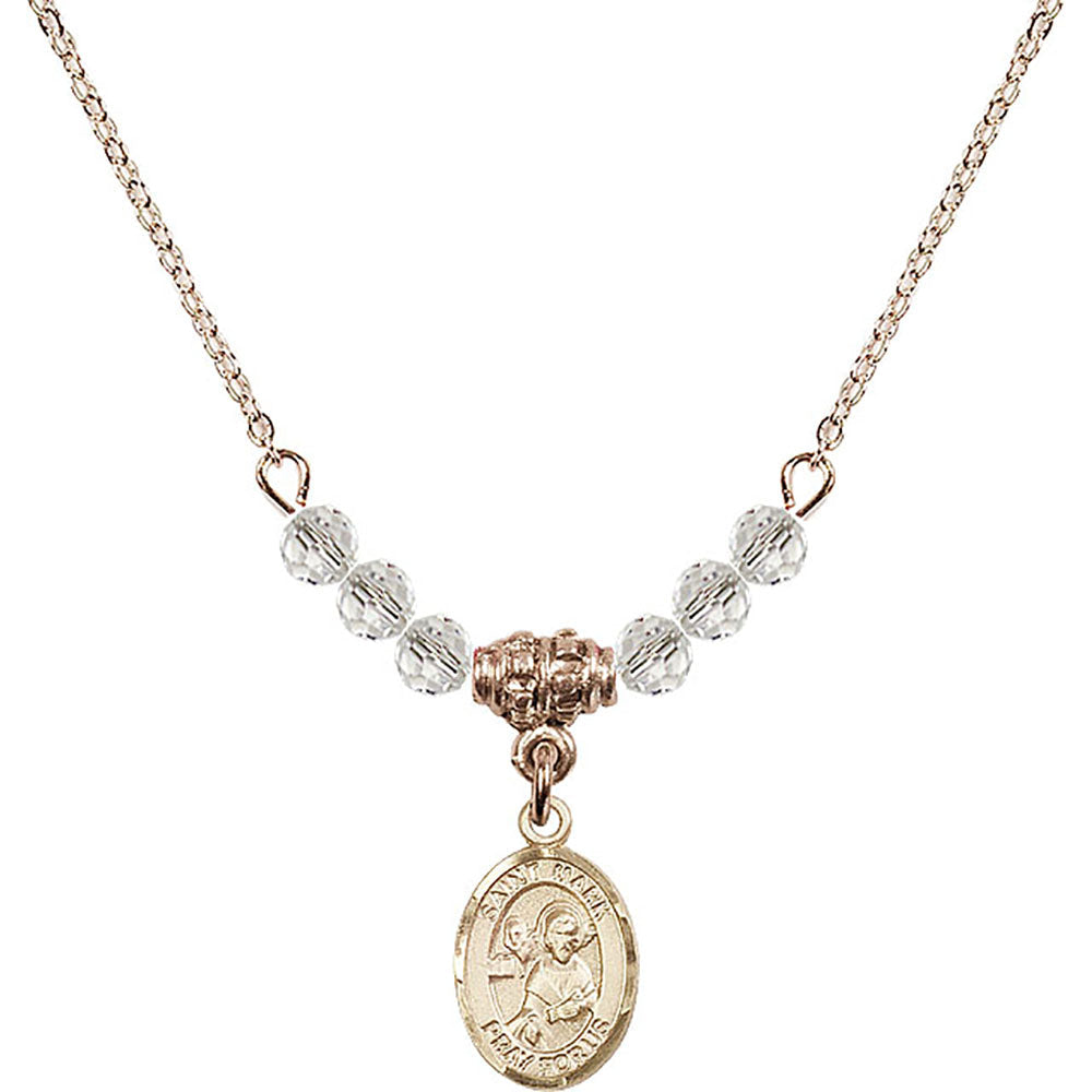 14kt Gold Filled Saint Mark the Evangelist Birthstone Necklace with Crystal Beads - 9070