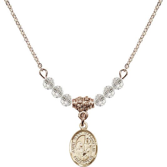 14kt Gold Filled Saint Mary Magdalene Birthstone Necklace with Crystal Beads - 9071
