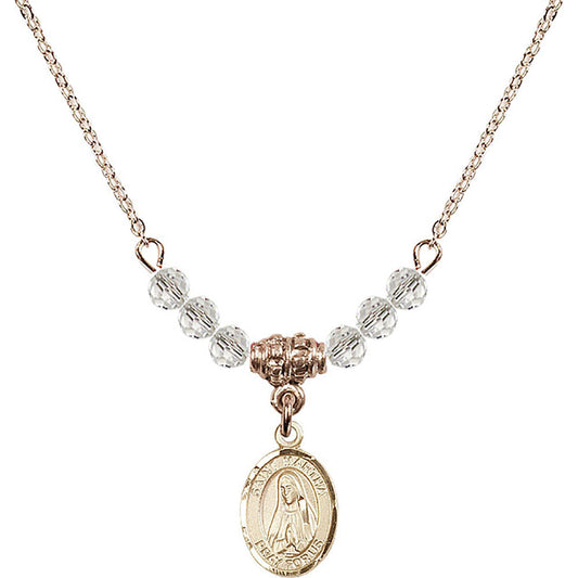 14kt Gold Filled Saint Martha Birthstone Necklace with Crystal Beads - 9075