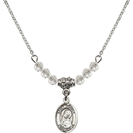 Sterling Silver Saint Monica Birthstone Necklace with Crystal Beads - 9079
