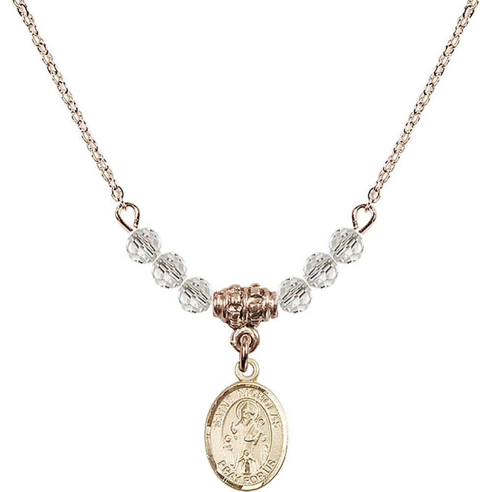 14kt Gold Filled Saint Nicholas Birthstone Necklace with Crystal Beads - 9080
