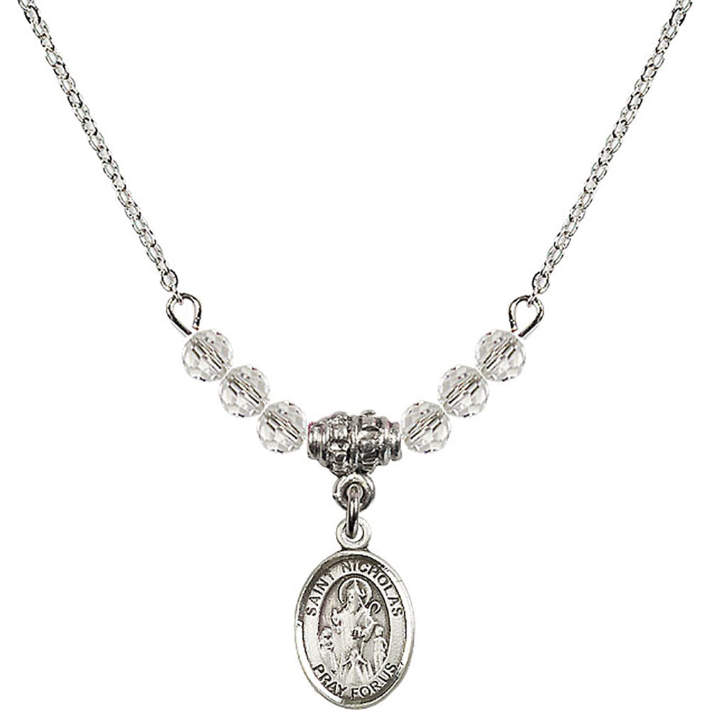 Sterling Silver Saint Nicholas Birthstone Necklace with Crystal Beads - 9080