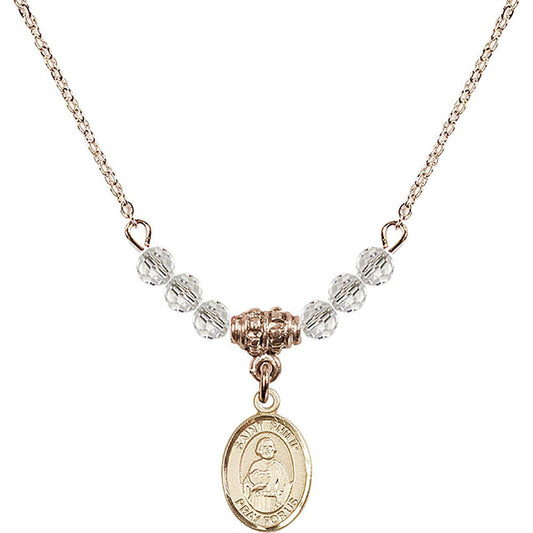 14kt Gold Filled Saint Philip the Apostle Birthstone Necklace with Crystal Beads - 9083