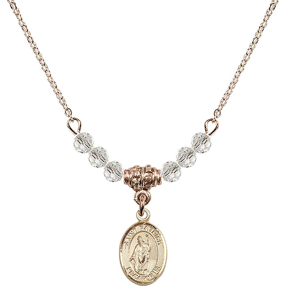 14kt Gold Filled Saint Patrick Birthstone Necklace with Crystal Beads - 9084