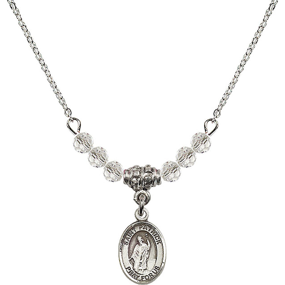 Sterling Silver Saint Patrick Birthstone Necklace with Crystal Beads - 9084