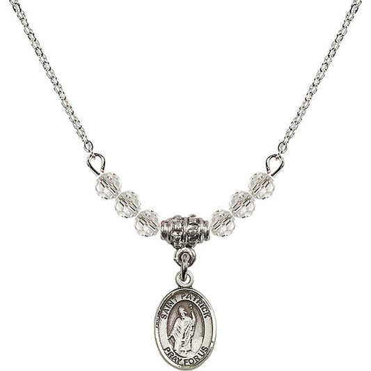 Sterling Silver Saint Patrick Birthstone Necklace with Crystal Beads - 9084