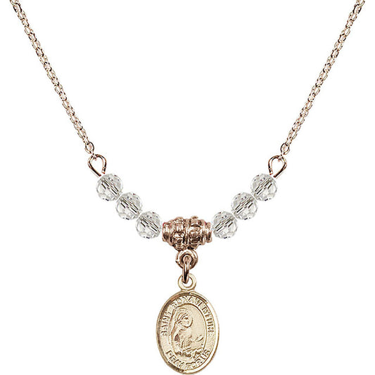 14kt Gold Filled Saint Bonaventure Birthstone Necklace with Crystal Beads - 9085