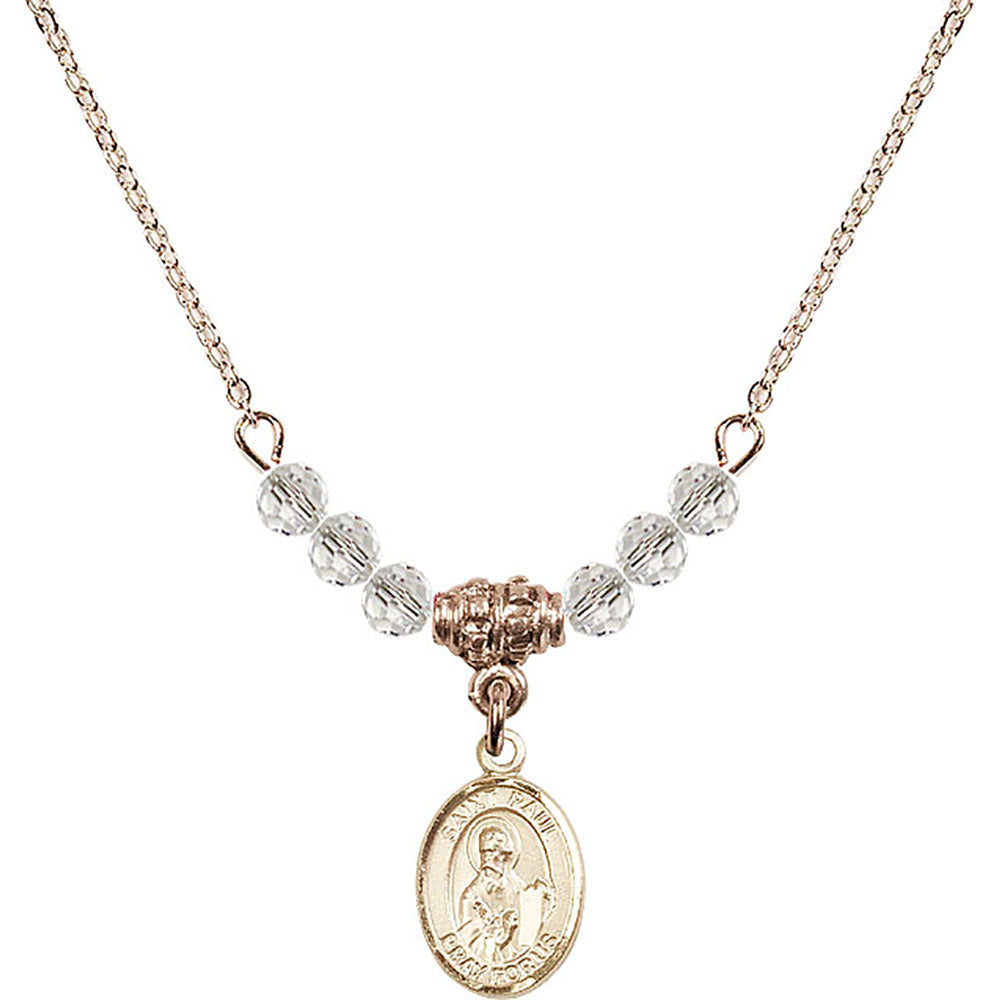 14kt Gold Filled Saint Paul the Apostle Birthstone Necklace with Crystal Beads - 9086