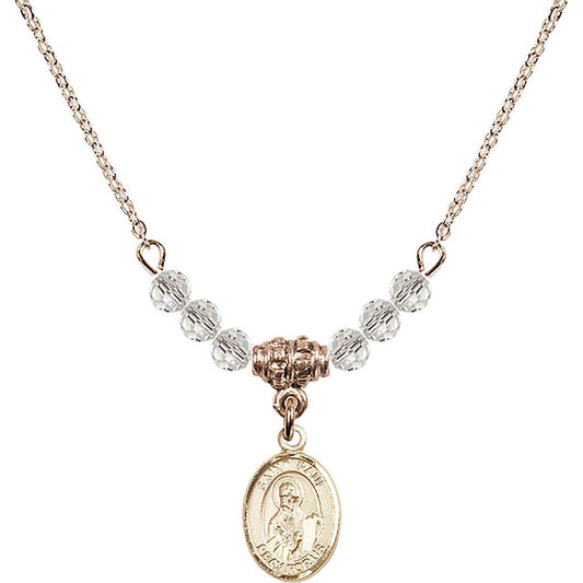 14kt Gold Filled Saint Paul the Apostle Birthstone Necklace with Crystal Beads - 9086