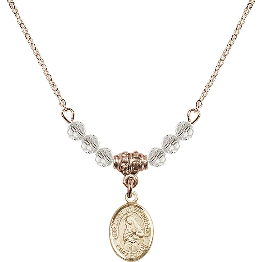 14kt Gold Filled Our Lady of Providence Birthstone Necklace with Crystal Beads - 9087